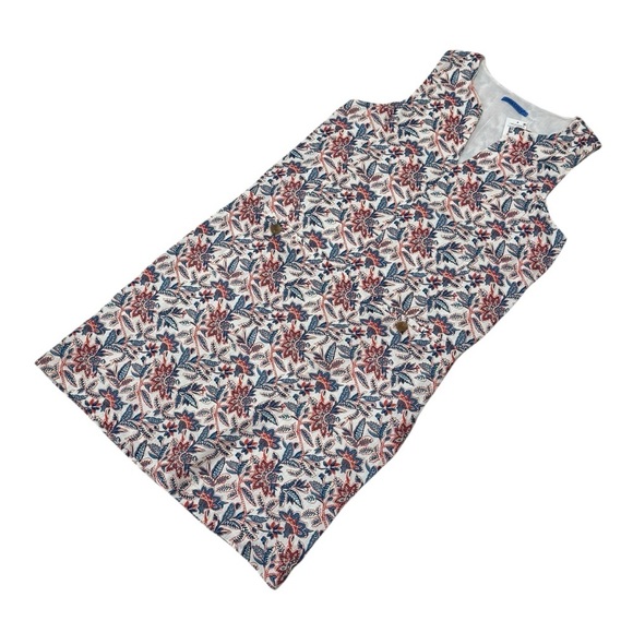 J. McLaughlin Rue Coral/Blue Linen Floral Sleeveless Shift Dress Medium NEW $218 - Picture 9 of 16